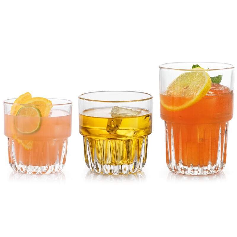 Libbey Everest Stackable 12 Piece Mixed Glass Drinkware Set - Set of 12