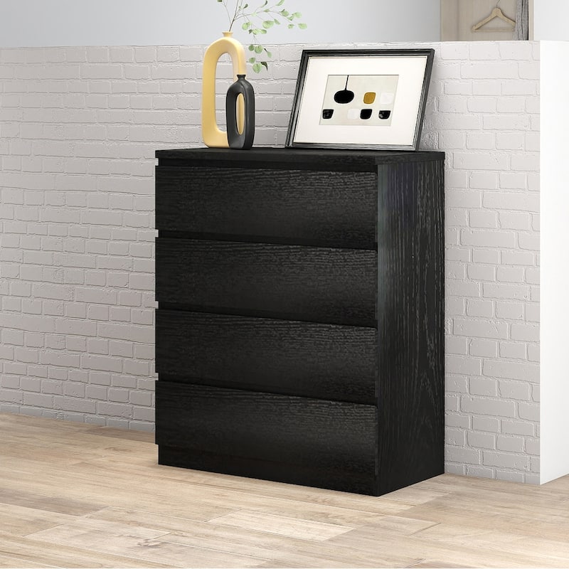 31.5" Black 4 Drawer Dresser,Handle-Free Closet Organizer for Bedroom - Black