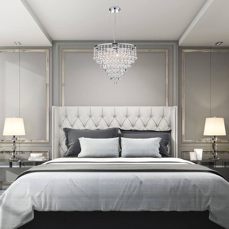 Chrome 5-Light Cascading Crystal Chandelier