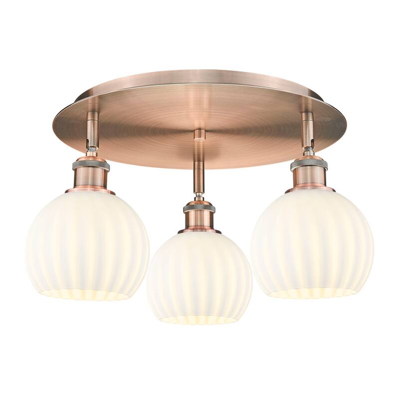 Innovations Lighting 516-3C-9-18-White Venetian-Indoor Ceiling Fixture - Antique Copper / White Venetian