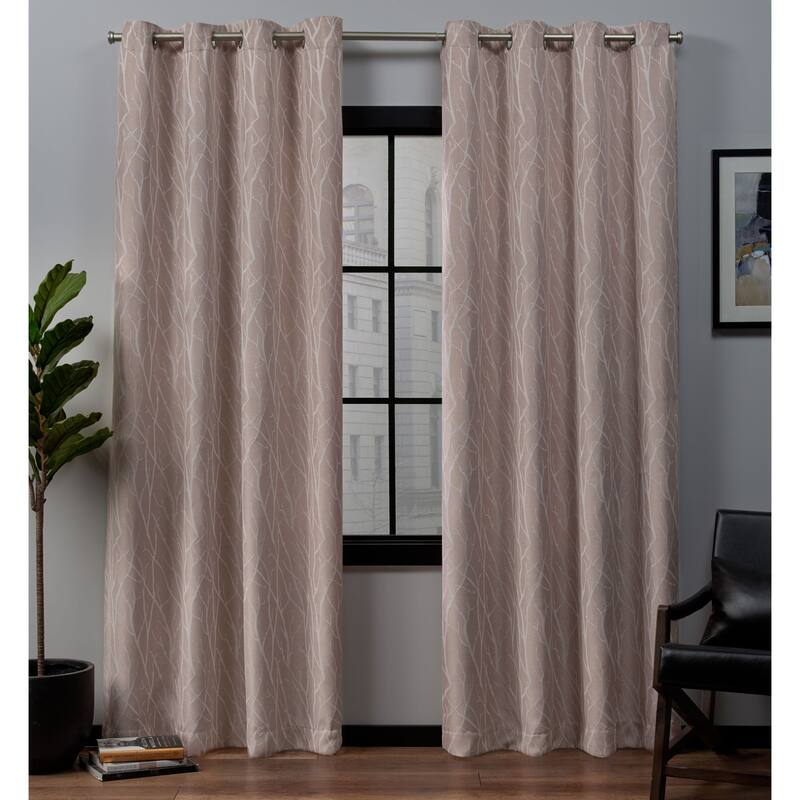 ATI Home Forest Hill Woven Room Darkening Blackout Grommet Top Curtain Panel Pair - 52x96 - rose blush