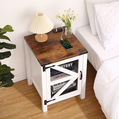 2 Pack Nightstand with Charging Station