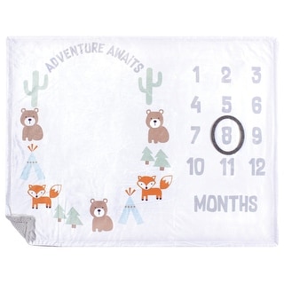 Hudson Baby Infant Boy Plush Holiday and Milestone Blanket, Adventure Awaits, One Size - Adventure Awaits - One Size
