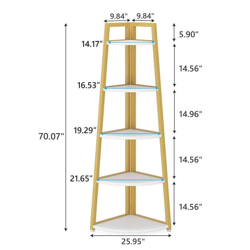 70 inch Tall Corner Shelf, Corner Bookshelf and Bookcase