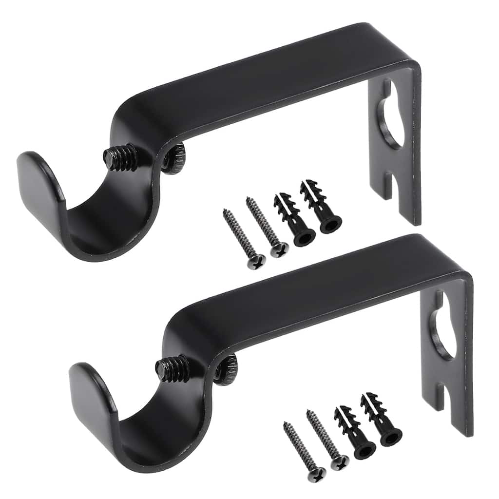 Curtain Rod Bracket Iron Single for 16mm Drapery Rod, 73 x 36 x 16mm Black 2Pcs - White - 108x78mm 1pcs