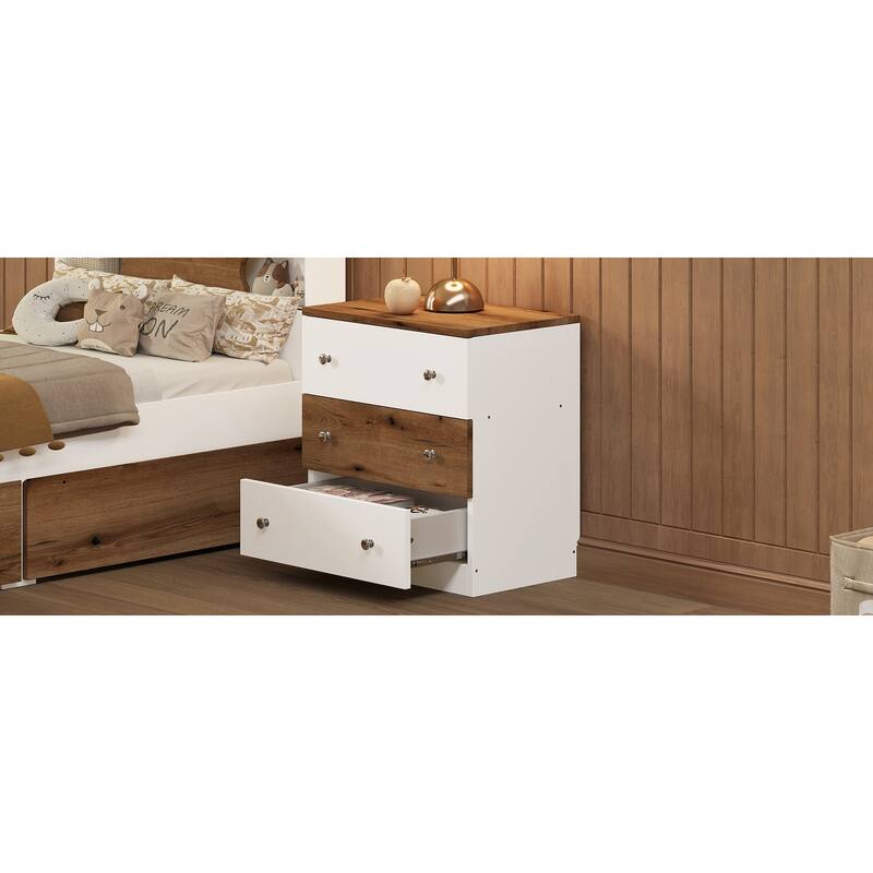 3-Drawer Wooden Nightstand