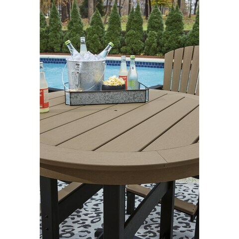 Signature Design by Ashley Fairen Trail Outdoor Poly All Weather Round Bar Table - 46"W x 46"D x 42"H