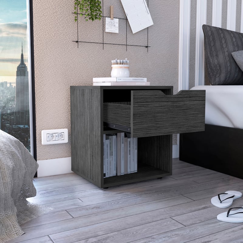 19.7-Inch High Nightstand End Table with Open Shelf