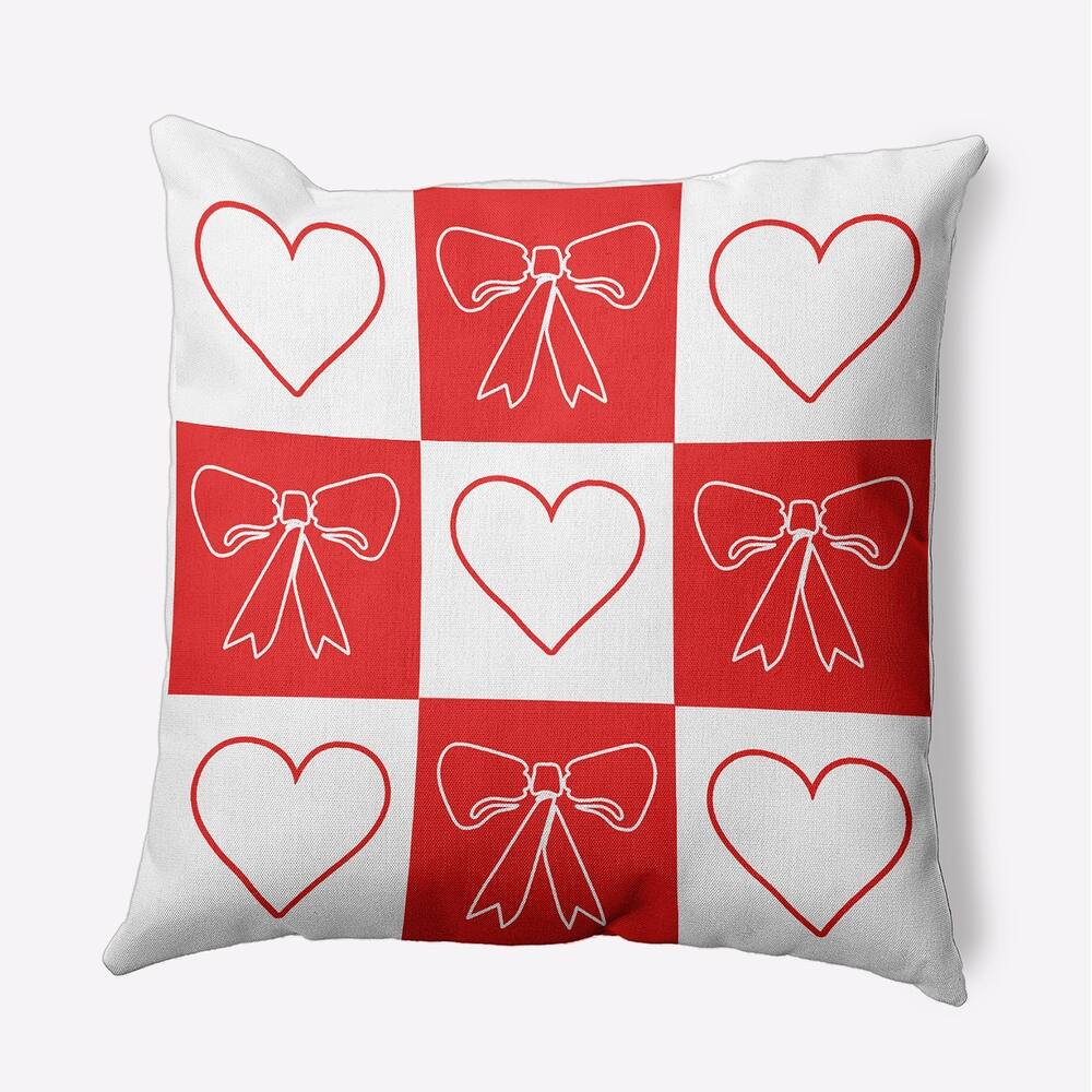 Sweet Bows and Hearts Indoor/Outdoor Throw Pillow