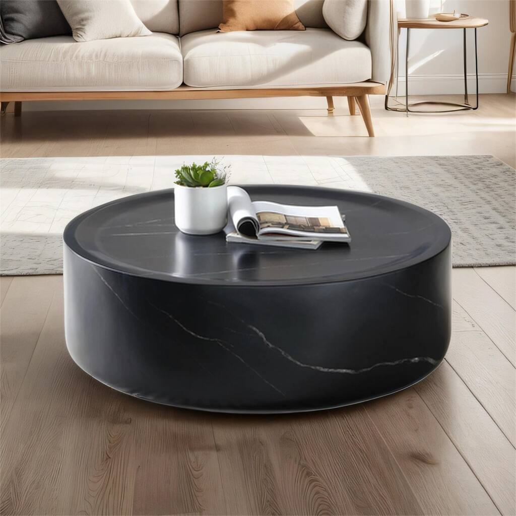 31.49'' Round Ccoffee Table, Sturdy Fiberglass Table for Living Room