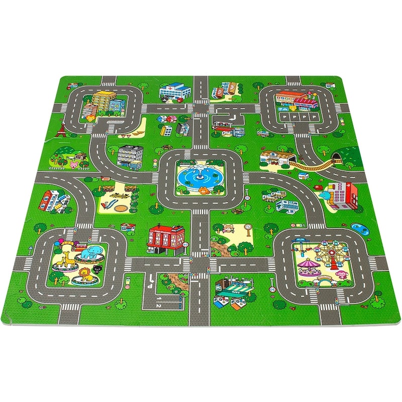 Children Puzzle Play Traffic Foam Mat, 9 Pieces