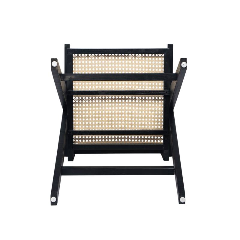 Roomfitters Modern Minimalist Bar Stool with Cane Seat and Solid Wood Frame, Set of 2