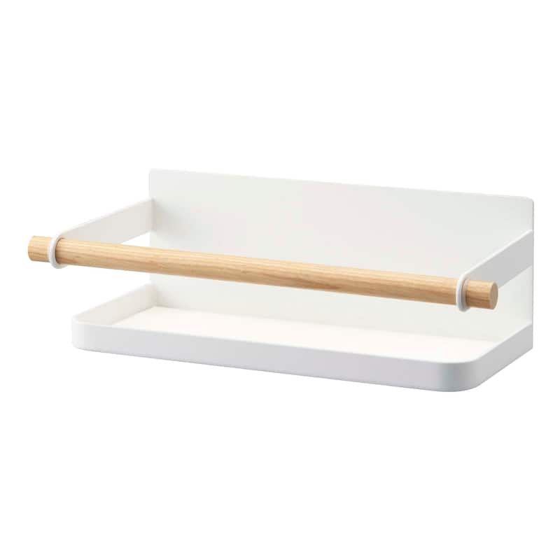 Yamazaki Home Magnetic Storage Caddy, Steel and Wood, Holds 3.3 lbs - L 5.12 x W 10.83 x H 3.35 inches