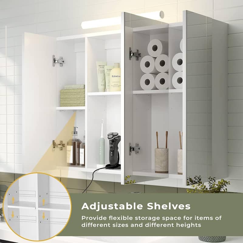 Lighted Medicine Cabinet Bathroom Wall Mounted Storage Doors