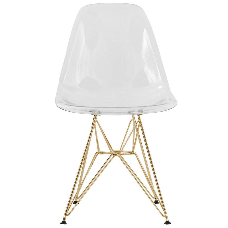 Crescro Set of 4 Acrylic Dining Banquet Side Chair in Gold Stainless Steel Frame for Indoor Outdoor Home Office & Kitchen