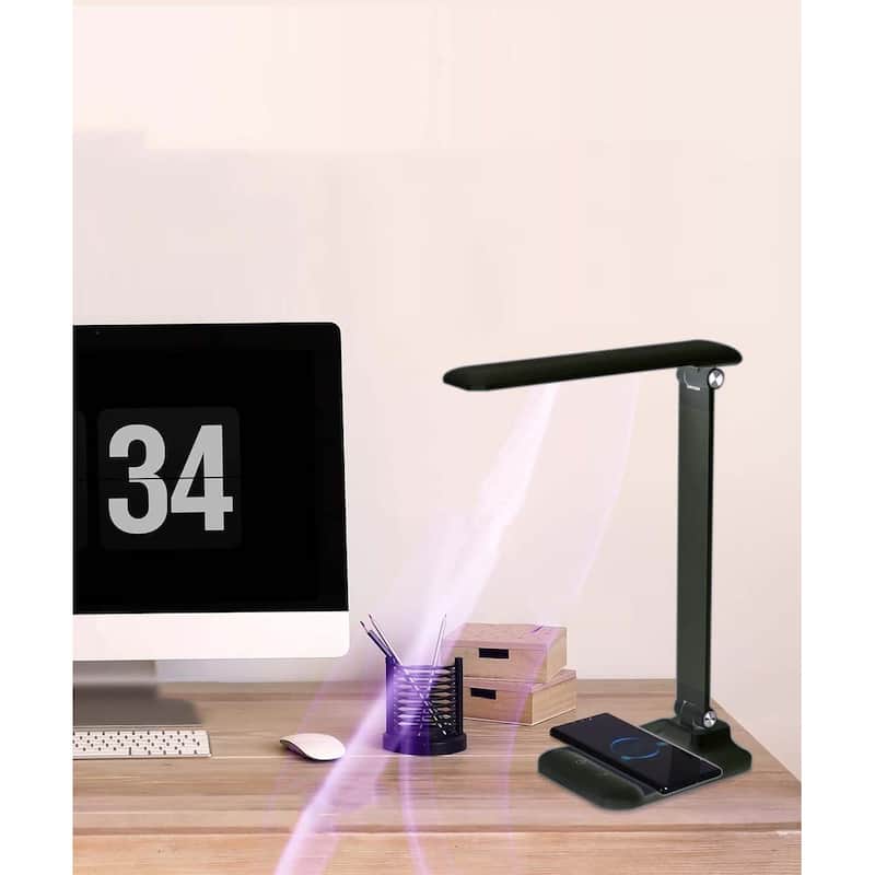 Brilli 15"H LED Desk Lamp (Set of 2) Matte Black Finish with Wireless Charging