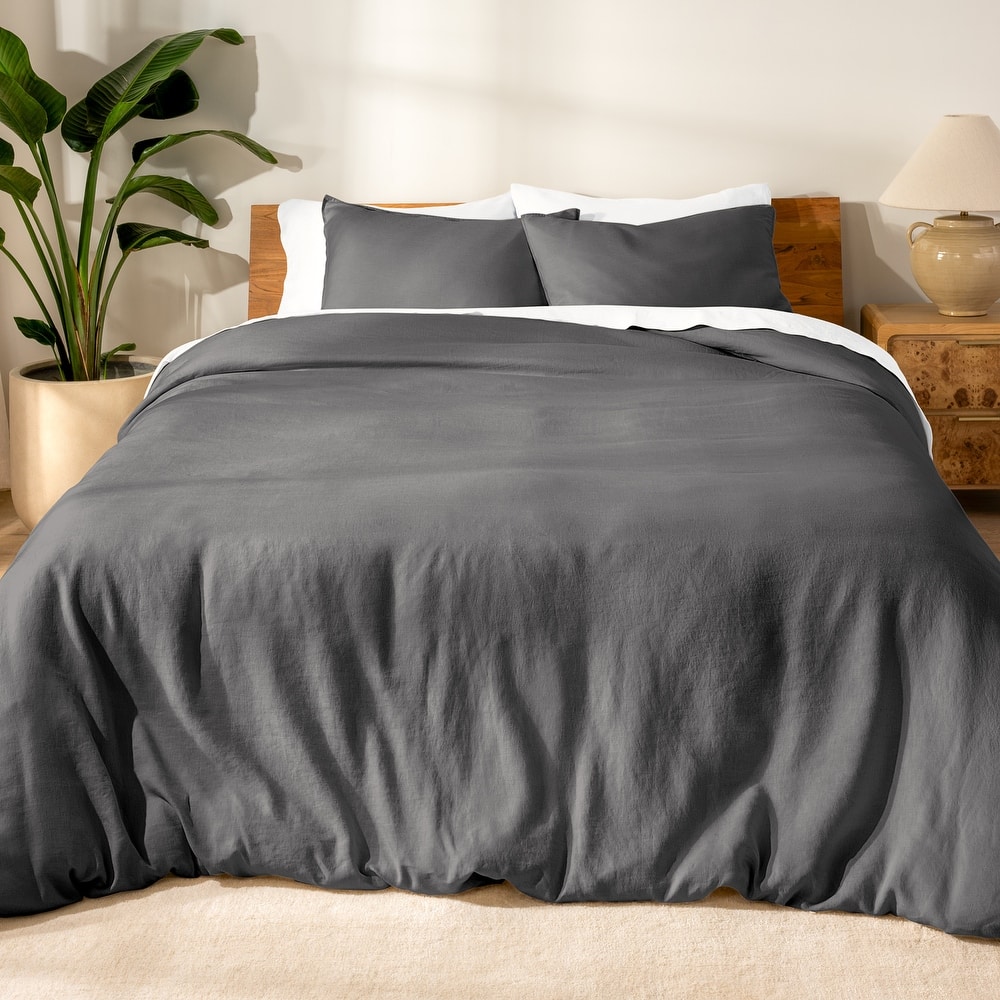 Bare Home Linen Duvet Cover and Sham Set