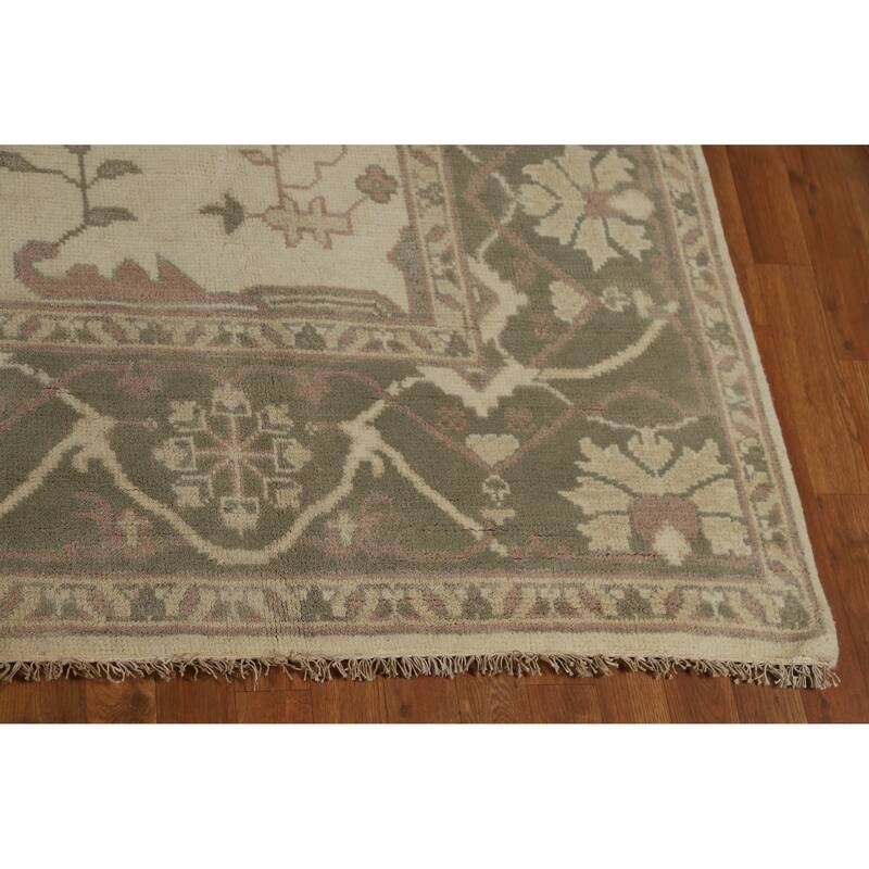 Earth Tone Oushak Indian Area Rug Handmade Oriental Floral Wool Carpet - 8'0" x 10'0"