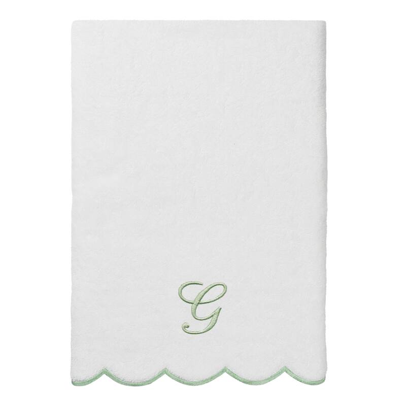 Authentic Hotel and Spa 100% Turkish Cotton Green ADORNIA Scallop Personalized 3 Piece Towel Set - 3 Piece Set