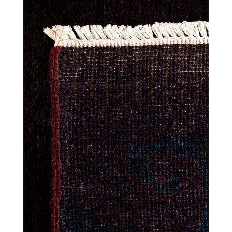 Overton Hand Knotted Wool Vintage Inspired Modern Contemporary Modern Brown Area Rug - 4' 1" x 10' 2"