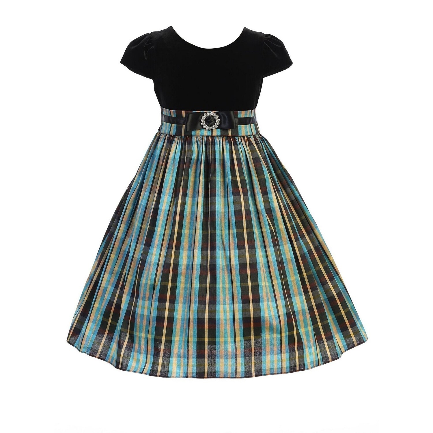 Shop Kids Dream Plus Size Girls Blue Plaid Black Velvet Top