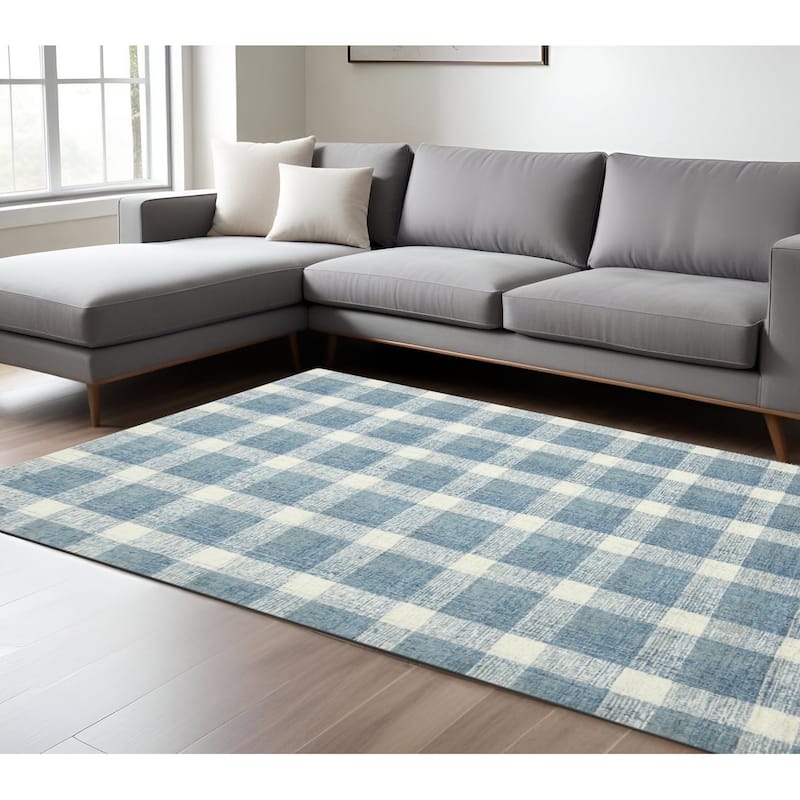 HomeRoots Plaid Transitional Rectangle Area Rug - 120.00 in. x 96.00 in.  x 0.45 in.
