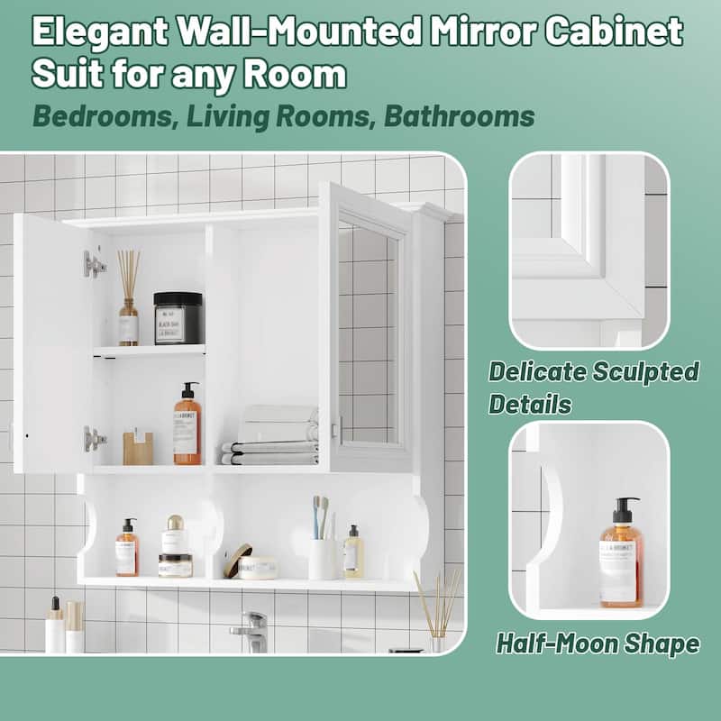 30-Inch Mirror Medicine Cabinet with Open Shelves