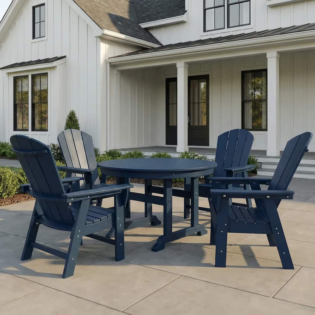 Laguna Hdpe All Weather Outdoor Patio Round Adirondack Dining Chairs Set (5-Piece Set)