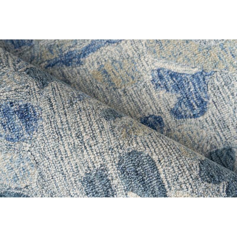 Botanica Blue/Ivory/Multi New Zealand Wool hand-tufted Area Rug