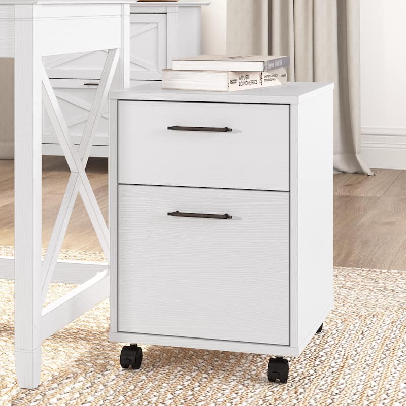 Key West 2 Drawer Mobile File Cabinet by Bush Furniture - Pure White Oak