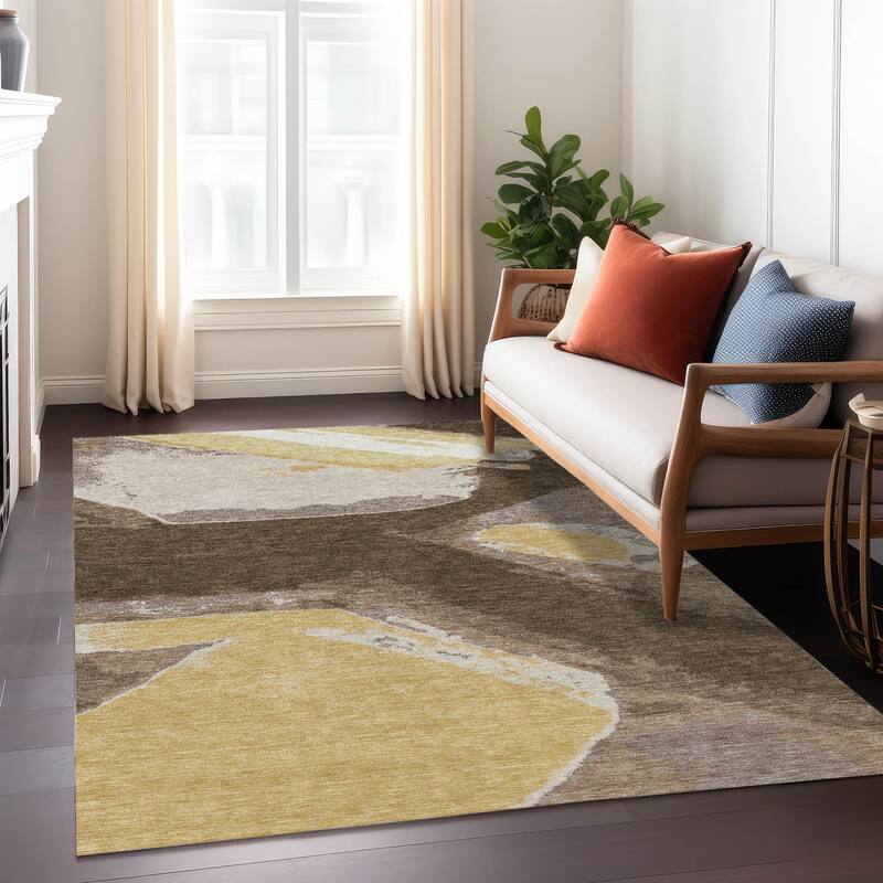 Machine Washable Indoor/ Outdoor Modern Cheney Chantille Rug