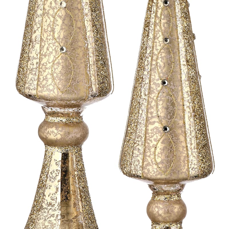 15-18" Mercury Glass Finial Tree Set of 2
