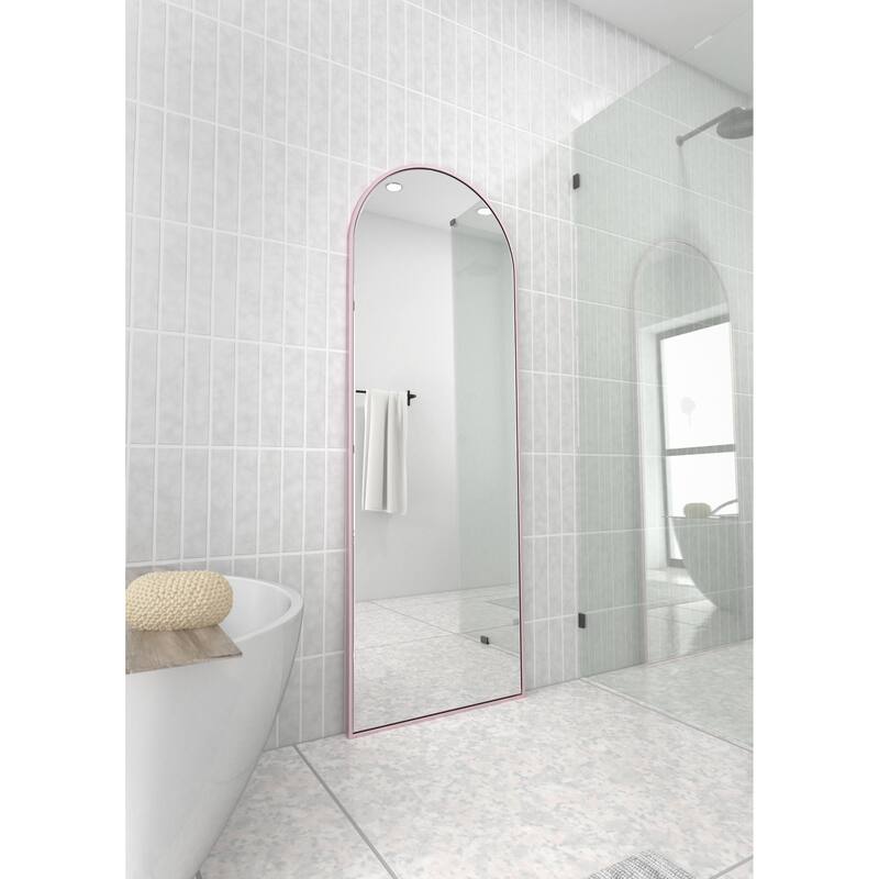 Glass Warehouse Large Arch Shape Stainless Steel Framed Mirror