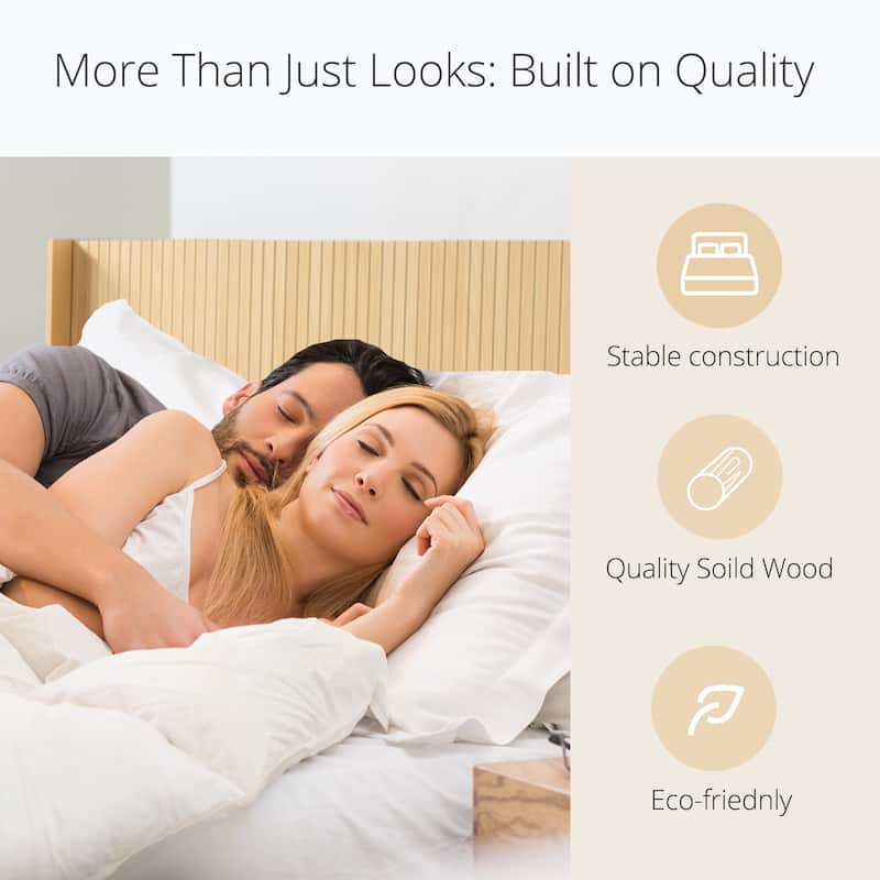 Wood Headboard Queen Size, 64.4" Wide Wooden Queen Headboard Only, Modern Farmhouse Headboards,Wall Mounted Fluted Panel