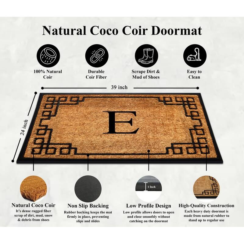 A1HC Natural Coir & Rubber Door Mat, Heavy Duty, Dirt Trapping, Long-Lasting Entrance Doormats,Thick & Durable Outdoor Entry Mat