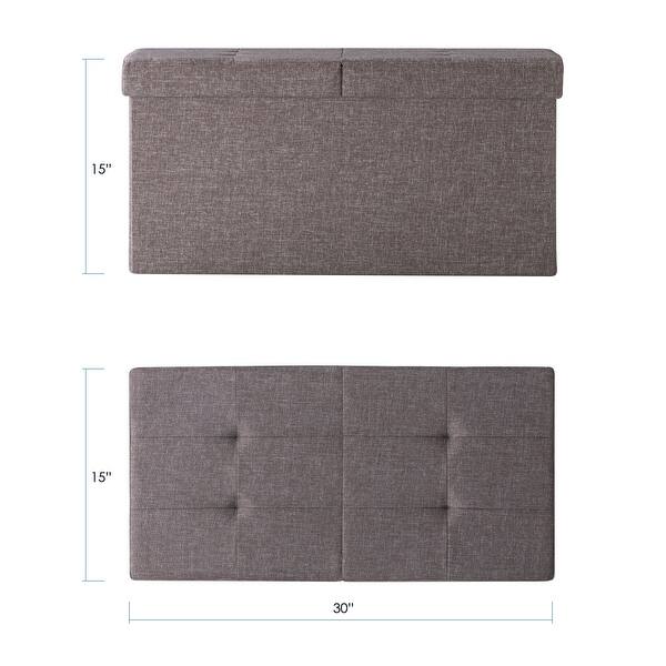 dimension image slide 6 of 9, 45 Inch Smart Lift Top Button Tufted Fabric Storage Ottoman By Crown Comfort