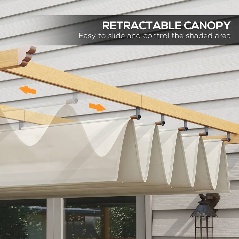 Outsunny 10' x 10' Retractable Pergola Canopy, Wood Grain Aluminum Pergola