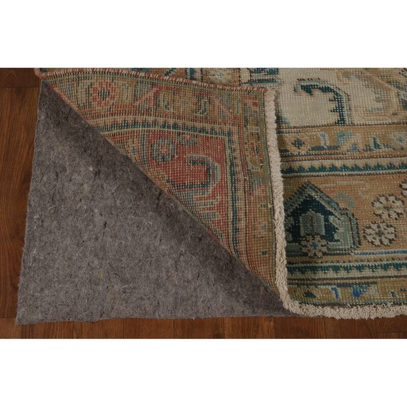 Vintage Orange Tabriz Persian Rug Handmade Traditional Wool Carpet - 6'7" x 9'4"