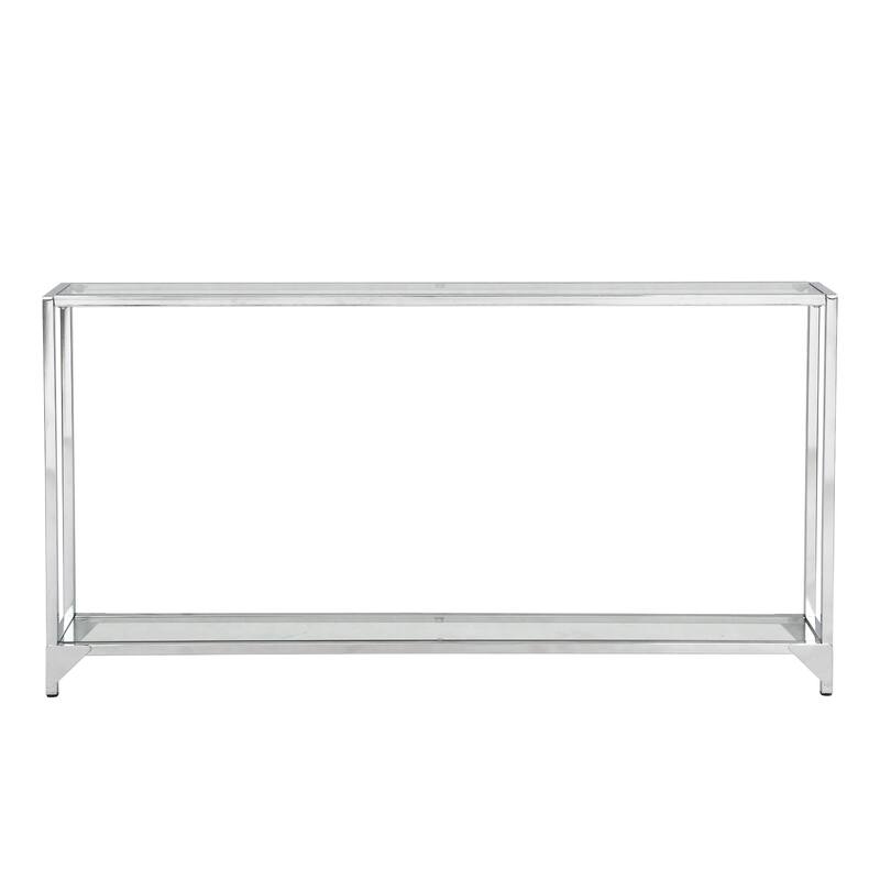 Tempered Glass Console Table - 56" - Clear and Chrome Finish