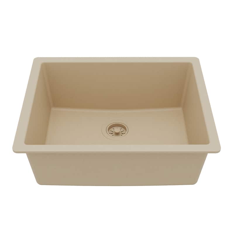 Karran Undermount 24.38 in Single Bowl Quartz Kitchen Sink - Bisque