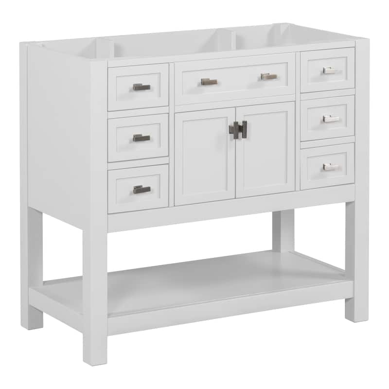 Modern Bathroom Vanity Base with 2 Soft Closing Doors and 6 Drawers (NOT INCLUDE SINK)