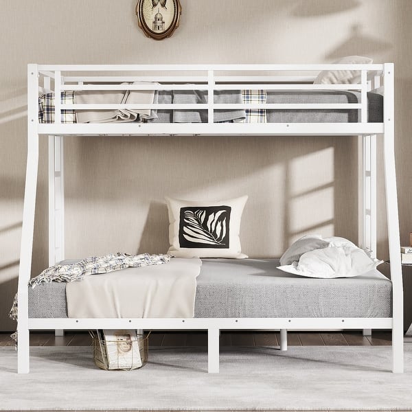 slide 2 of 6, Twin over Full Size Metal Bunk Bed, No Box Spring Needed