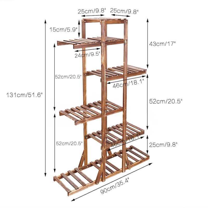 Multi Tiered Plant Shelves Flower Shelf Wooden Plant Stand