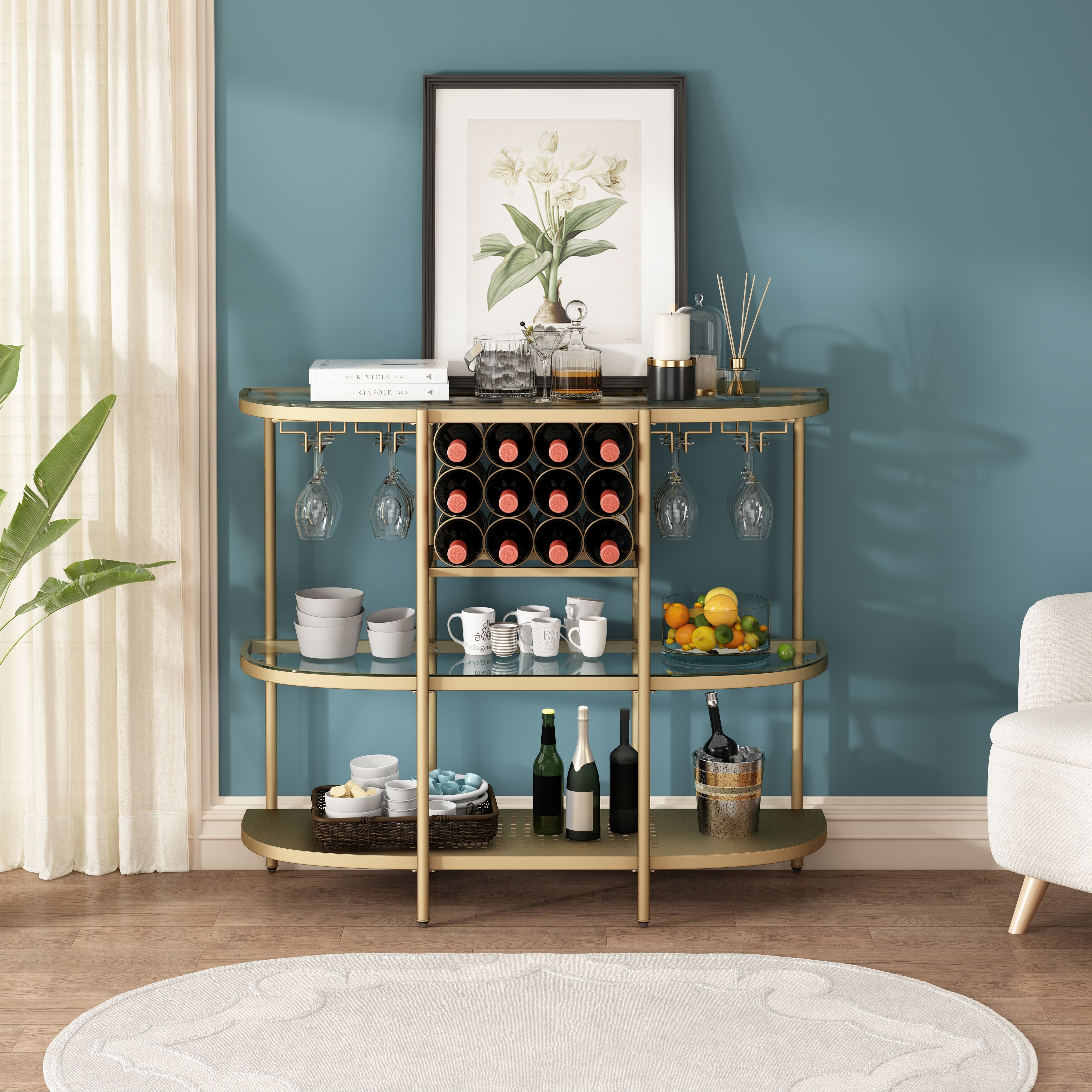 Wine Bar Cabinet Ucks Moden Wood Wine Cabinet With Stoage Open - Main Image