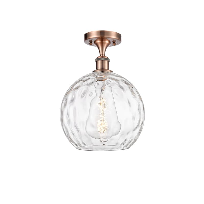 Innovations Lighting 516-1C-15-10 Athens Semi-Flush Athens 10" Wide - Antique Copper / Clear Water Glass