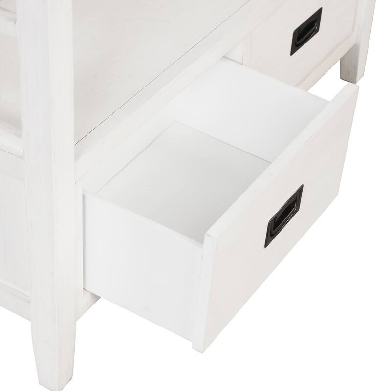 36'' Pine Entryway Table Console Table with 4 Drawers & Open Shelf, Farmhouse Side Table Sofa Table for Entryway Living Room