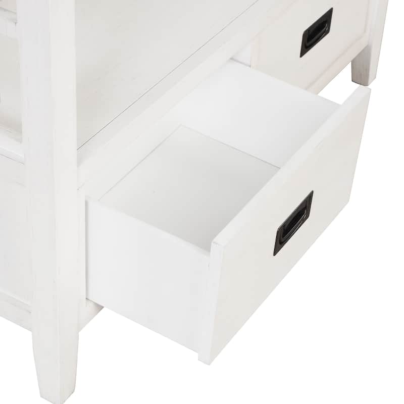 Farmhouse Pine Wood Console Table with Ample Storage and Classic Design