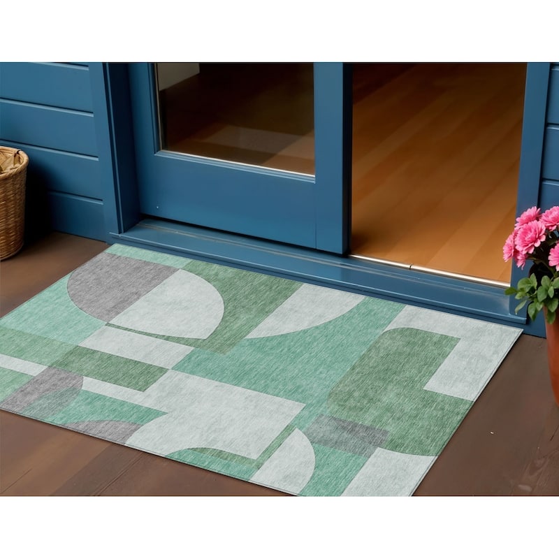 HomeRoots Geometric Modern Rectangle Outdoor Rug - 3' x 5'