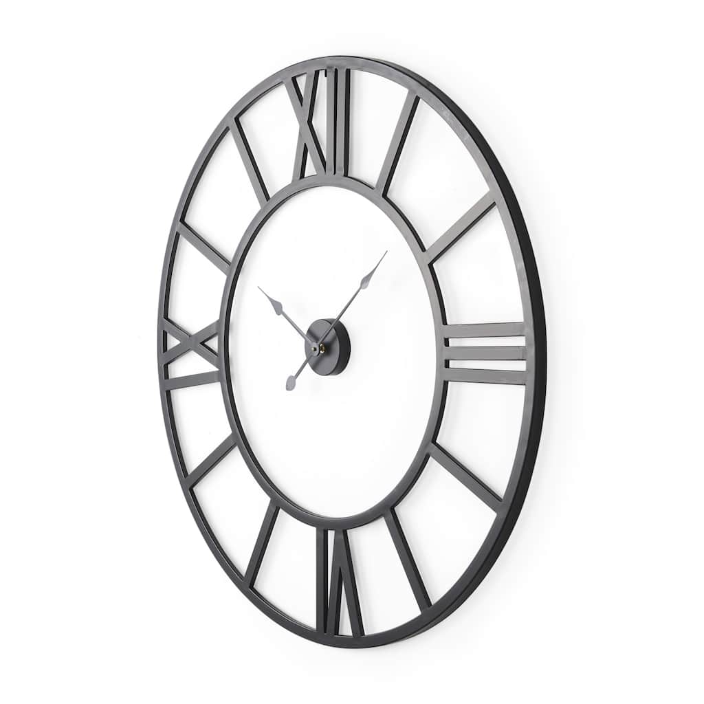 Stoke Matte Black Iron 42" Round Wall Clock - 42.1"W x 2.1"D x 42.1"H