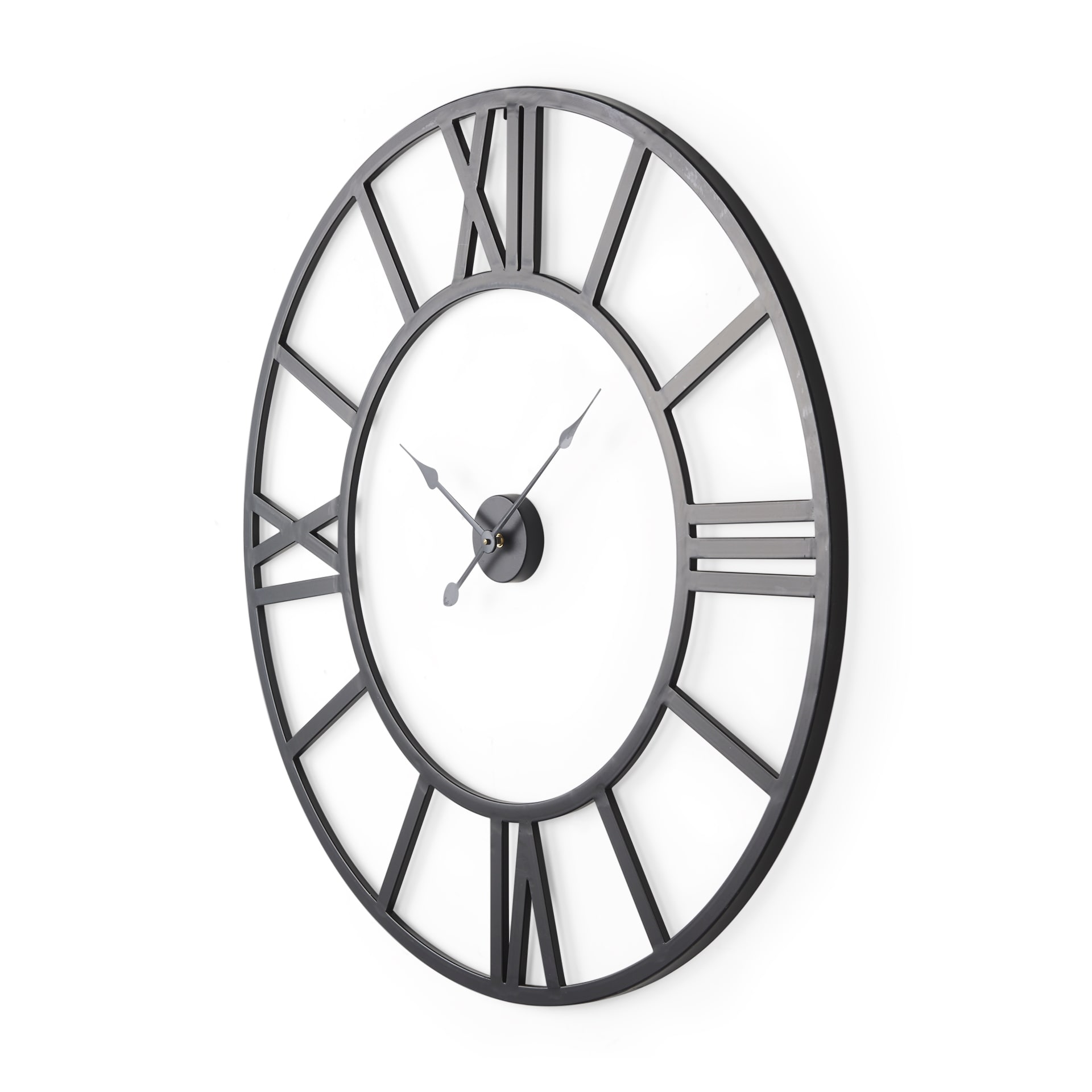 Stoke Matte Black Iron 42" Round Wall Clock - 42.1"W x 2.1"D x 42.1"H